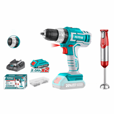Bộ combo gồm máy khoan pin TIDLI12201 12V,45 tuavít, 16 mũi khoan