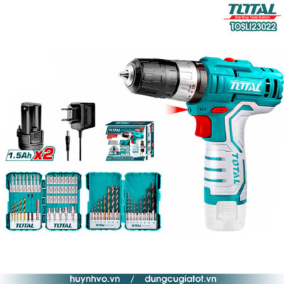 Bộ combo gồm máy khoan pin TIDLI12201 12V,45 tuavít, 16 mũi khoan