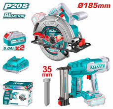 Bộ combo máy bắn đinh TCBNLI2005 & máy cưa đĩa tròn không chổi than TSLI1851 dùng pin 20V
