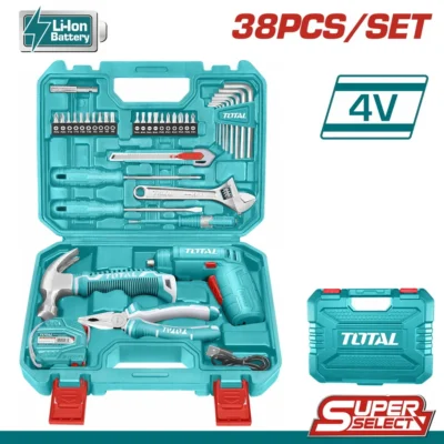 Bộ 38 món bao gồm máy siết vít TSDLI0404 dùng pin 4V