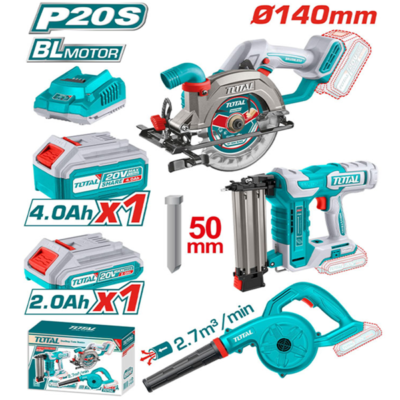 Bộ combo máy cưa đĩa tròn không chổi than TSLI1402 & máy thổi bụi TABLI20028 & máy bắn đinh TBNLI5005 dùng pin 20V
